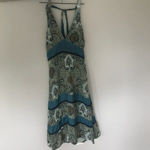 Anthropologie Fork Blue Paisley Halter Maxi Dress